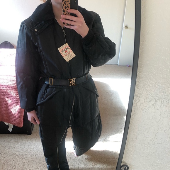 Vintage Other - Vintage Sears snowmobile snowsuit coveralls black insulated Dacron 88 Medium